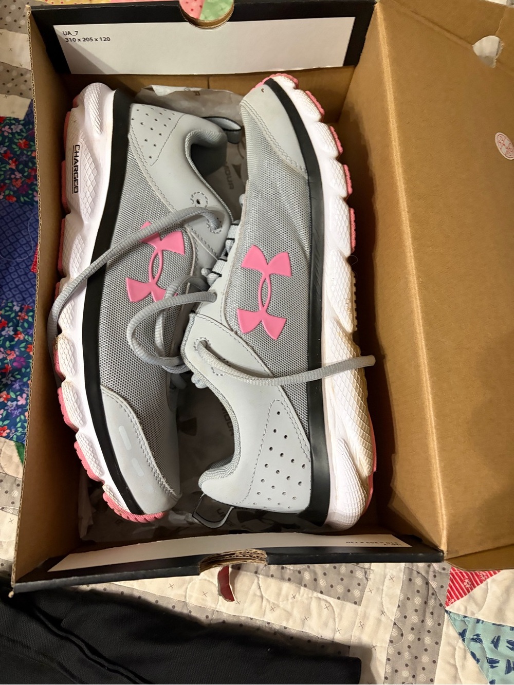 Under Armour Light Gray and Pink Women's Running Shoes